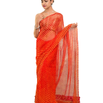 Orange Pure Georgette Lehariya Saree | Traditional Pattern | Jaipurio Designer Collection